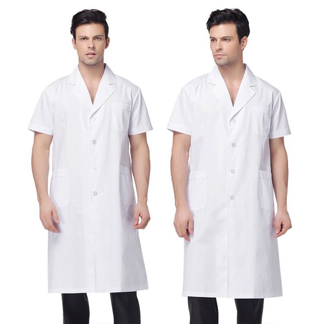Bata blanca de farmacia Bata de laboratorio químico para hombres y mujeres Bata de estudiante de medicina Bata de médico Bata de enfermera Protección laboral Herramientas