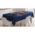 thumbnail image 1 of Ambesonne Halloween Tablecloth Rectangular Table Cover, Queen of Death Art, 52"x70", Navy Blue Orange Black, 1 of 3