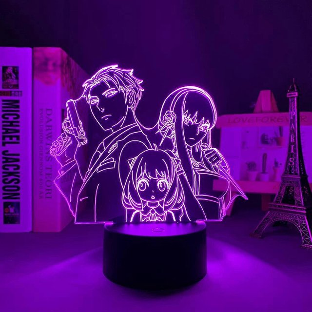 Lámpara de noche 3D de Anime Spy X Family para dormitorio infantil, decoración, iluminación, regalo de cumpleaños, para fans del manga Spy X Family.
