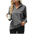thumbnail image 2 of Sweatshirts For Women Loose Fit Women's Fashion V-Neck Standing Neck Solid Color Long Sleeve Sweatshirt Top, 2 of 6