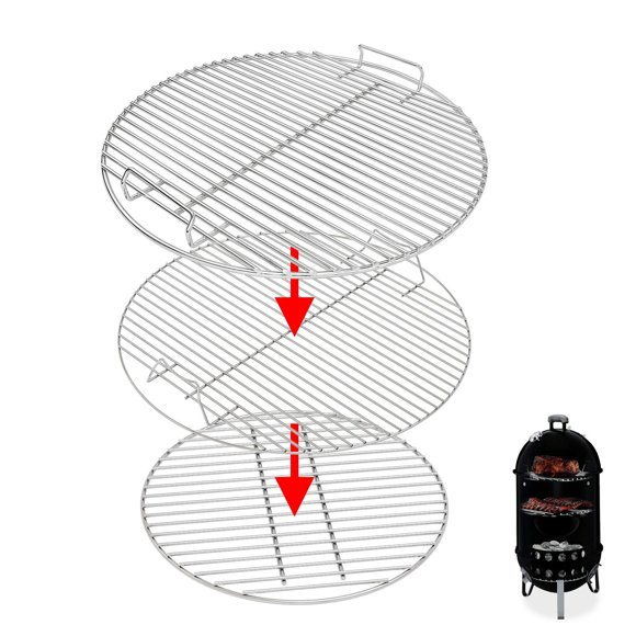 Uniflasy 7432 Grille de Cuisson Supérieure 85042 Grille Inférieure 63013 Grilles à Charbon pour Gril au Charbon Weber 18/18,5 Po Cuiseur Montagne Fumée, 2 Grilles de Cuisson et 1 Grille à Charbon, Lot de 3