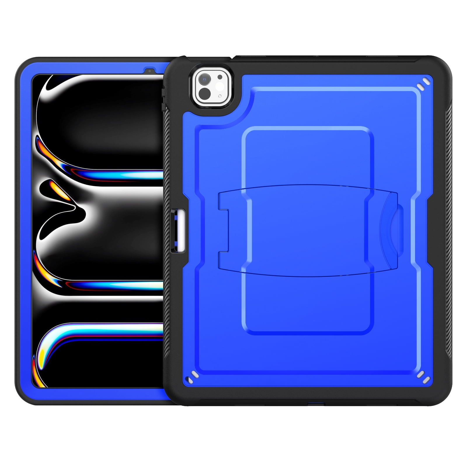Allytechgroup Case for Apple iPad Pro 13 inch (M4) 2024 with Pencil Holder/ Support Pencil 2nd & Magnetic Attachment Wireless Charging Kickstand Hard PC + Soft TPU Shockproof Stand Rugged Cover, Blue