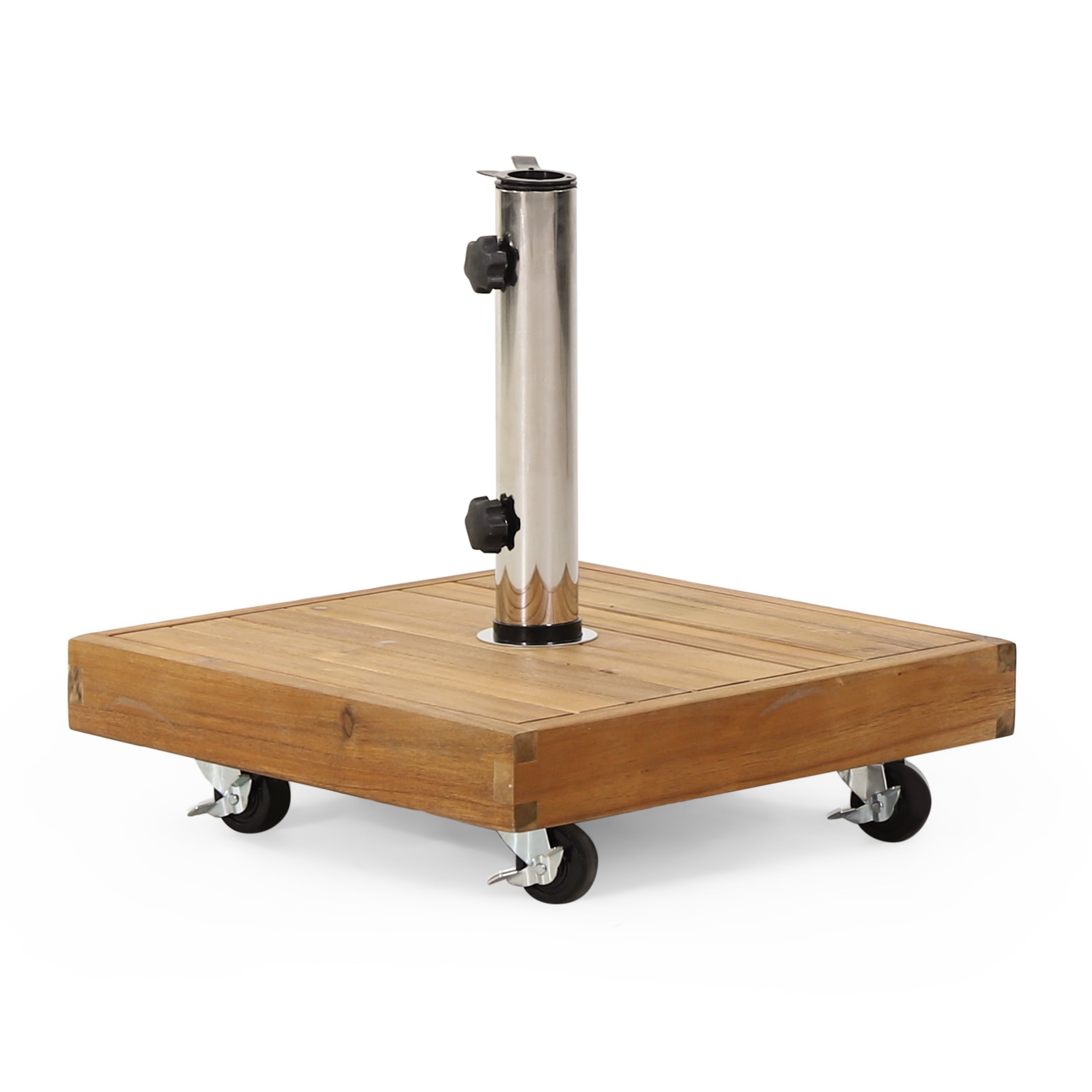 Hanville Acacia Wood Outdoor 44lb Square Umbrella Base with