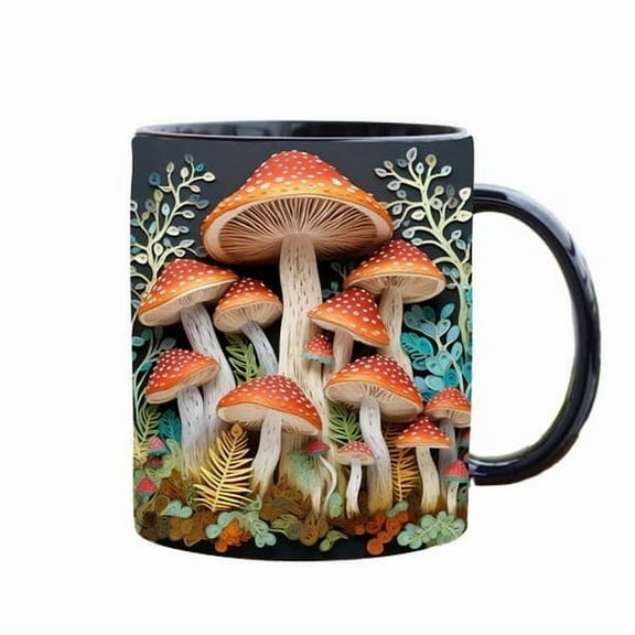 3D Magic Mushroom Ceramic Mug, Colorful Fashionable Cup - 12oz Multifunctional Holiday Gift for Plant Lovers & Christmas Home Decor