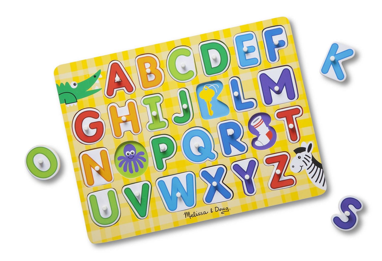 Melissa & Doug Puzzle À Chevilles Alphabet Soulever Et Regarder– En Anglais