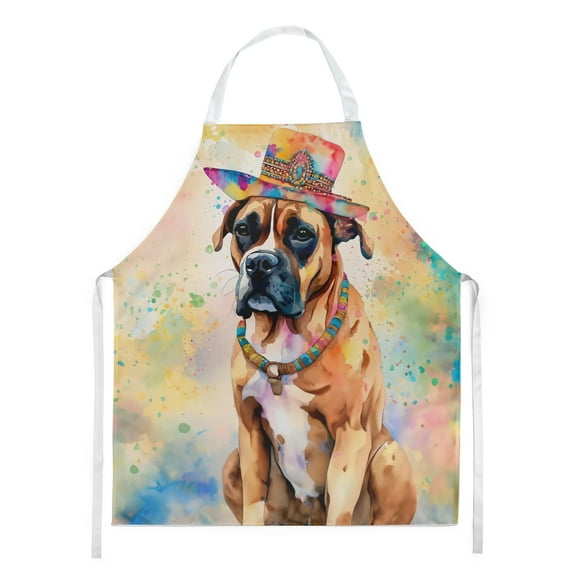 Carolines Treasures DAC2471APRON 0.01 x 30 x 27 in. Boxer Hippie Dawg Apron
