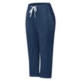 thumbnail image 4 of ZLBDYG Linen Capri Pants Girls 2026 Spring Summer Casual Drawstring Side Button Capris Kids Elastic Waist Wide Leg Cropped Shorts, 4 of 5