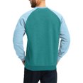 thumbnail image 4 of Fshiont Men's Warm Crewneck Sweatshirt Sherpa Fleece Lined Sweatshirts Winter Thermal Heavyweight Fuzzy Soft Pullover Tops with Pocket Turquoise 2XL, 4 of 5