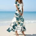 thumbnail image 2 of vigerkar Long Maxi Dresses for Women Boho Floral Dress Short Sleeve V Neck Dresses 2025 Dark Green, L, 2 of 7