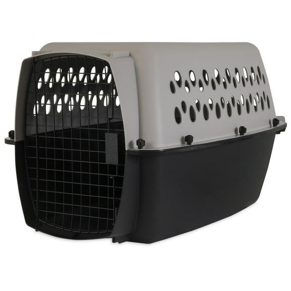 Vibrant Life Pet Portable Kennel for Dogs, Hard-Sided Travel Carrier, Durable, Metal Door, Black & Grey, For Pets 15-25 lbs, 26.2" L x 18.6" W x 16.5" H