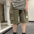 thumbnail image 2 of Jalioing Kids Boys Cargo Shorts Dressy Casual Short Pant Elastic Waisted Summer Trouser with Multi Pockets, 2 of 5