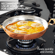 Hakan Copper Egg Pan for Cooking, Handmade Small Frying Pan, Hammered Skillet, 9.4” (24 cm)