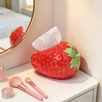 CuiLiyq Cute Strawberry Shape Tissue Box, Cartoon Strawberry Tissue Box Cover, Strawberry Tissue Box Decorative for Bathroom Car Bedroom and Office, 7.8" x 6.3" x 5.1", Red