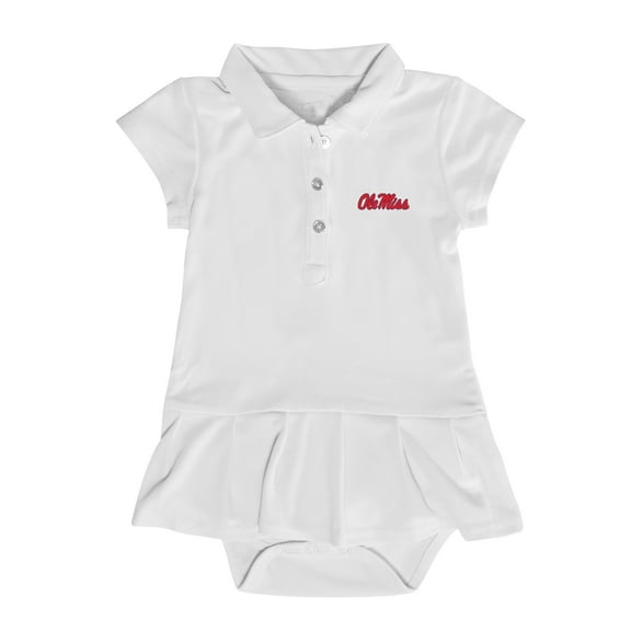 Girls Infant Garb  White Ole Miss Rebels Caroline Cap Sleeve Polo Dress