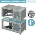 thumbnail image 5 of 2 Story Wooden Rabbit Hutch Indoor/Outdoor, Weatherproof Bunny Cage Rabbit House with Wheels, Pull Out Tray, Non-Slip Ramp, Wooden Chicken Coop, Pet House for Rabbits and Guinea Pigs, 5 of 9