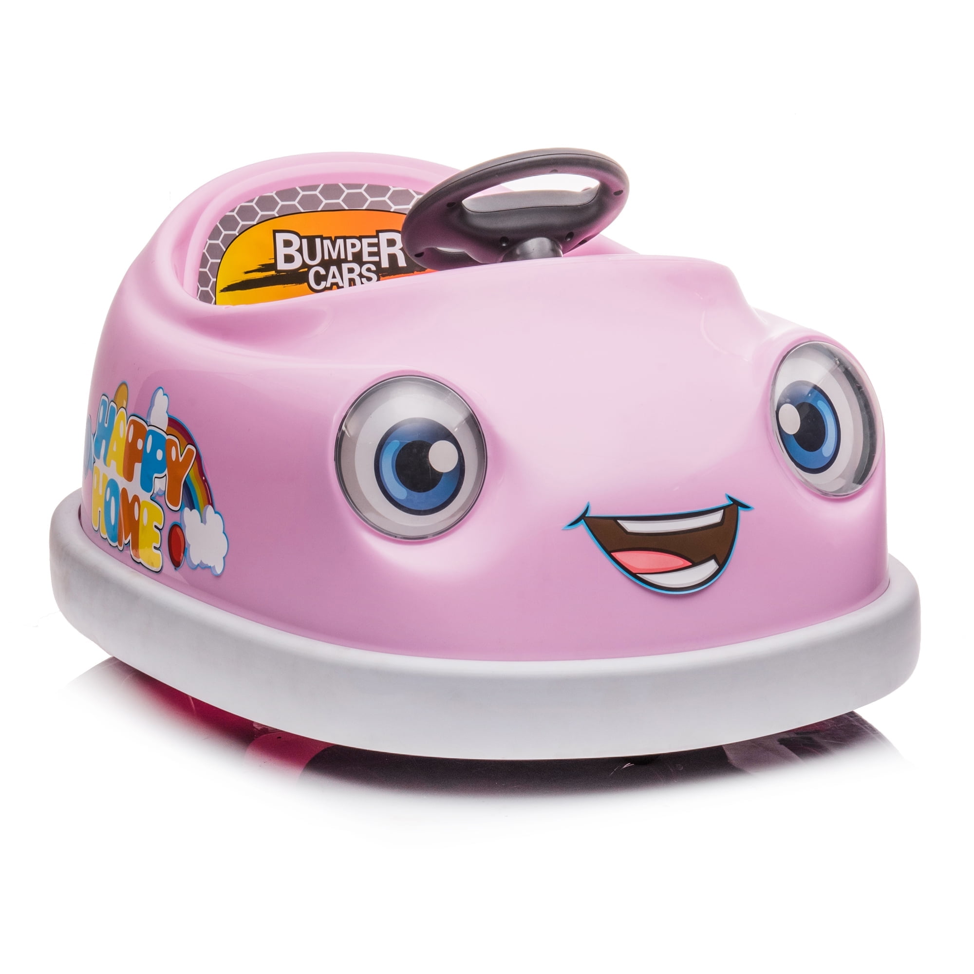 CIPACHO Ride On Bumper Car for Kids, 12V Electric Vehicle Ride on Toys with Remote Control, Colorful Flashing Lights, Battery Powered, with Pushrod Dinner Plate USB, Pink