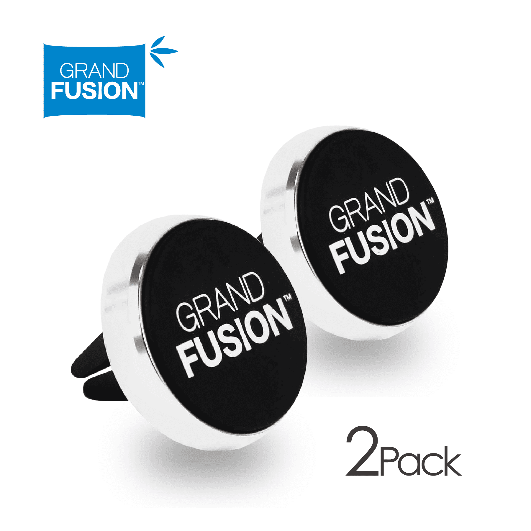 Grand Fusion Magnetic Hands Free Mobile Phone Vent Mount Easily Adjust Your Phone for Ideal Visibility - 2 Pack