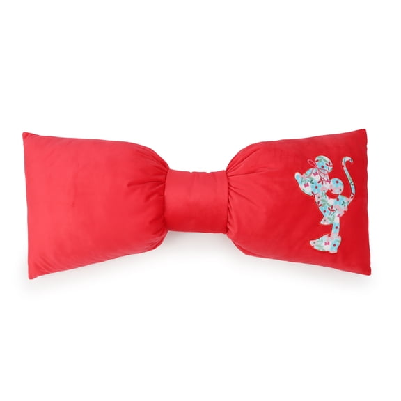 Minnie Mouse Bow Shaped Decorative Pillow, Red, Velboa, Disney, 34" x 14"