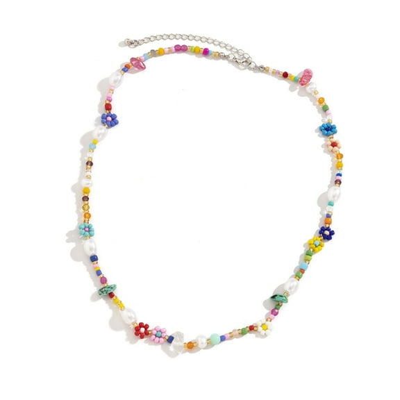 Elegant Multicolor Sturdy Beads Choker Necklace Adorned with Imitation Pearls Jewelry Accessory for Women