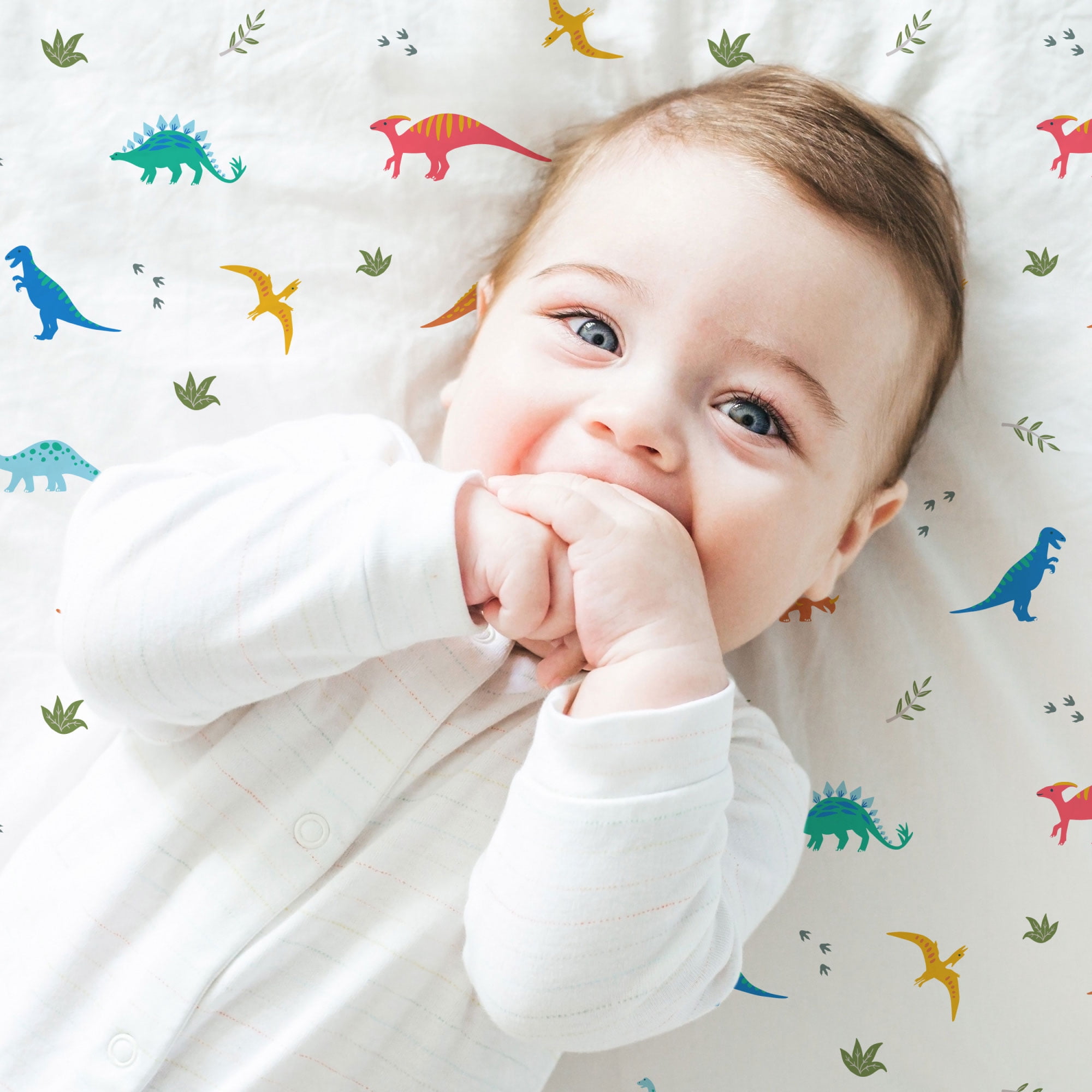 Wildkin Kids Fitted Crib Sheet for Boys and Girls, Features Vibrant, Playful Olive Kids Designs, 100% Cotton (Jurassic Dinosaurs)
