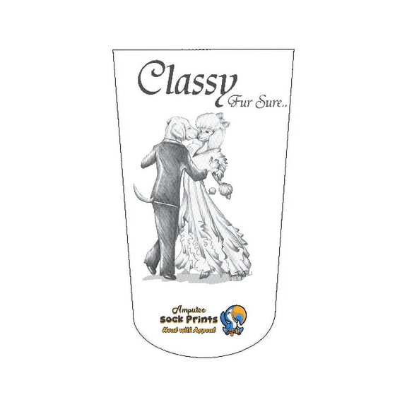 Amputee Sock,"Classy Fur Sure Fancy Poodle", 3PLY Residual Wound, Over Shrinker Sock