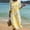 Yellow, variant on HBYJLZYG Women's 3/4 Sleeve Round Neck Midi Dress with Floral Applique and Gathered Waist, Summer Vacation Beach Casual Long Dress for Travel and Daily Wear