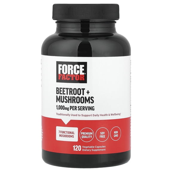 Force Factor Beetroot Mushrooms, 120 Vegetable Capsules