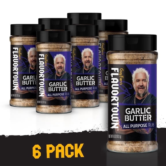 (6 pack) Flavortown All Purpose Garlic Butter Rub, 6 oz