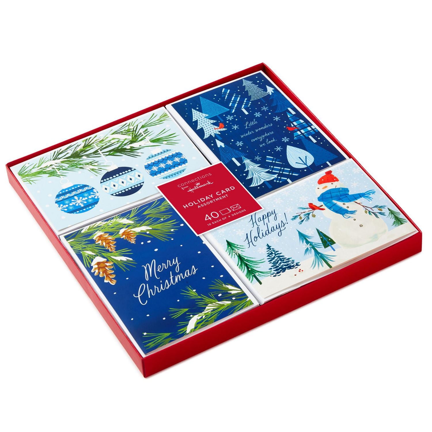 Connections from Hallmark Boxed Christmas Cards (Blue Traditional Assortment), 40 ct.