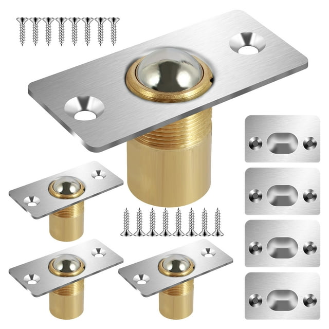 4Pcs Door Ball Catch Stainless Steel Door Ball Latch Quiet Closet Ball Catch Replacement Sturdy Door Ball Lock Easy Installation for Cabinet Doors Closet Doors Kitchen Pantry Laundry Room Pantry