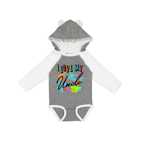 

Inktastic I Love My Uncle- 80s Retro Style Gift Baby Boy or Baby Girl Long Sleeve Bodysuit