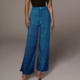 thumbnail image 2 of XFLWAM Womens High Waist Casual Loose Sparkle Sequin Shiny Wide Leg Palazzo Pants Trousers Blue XXL, 2 of 7