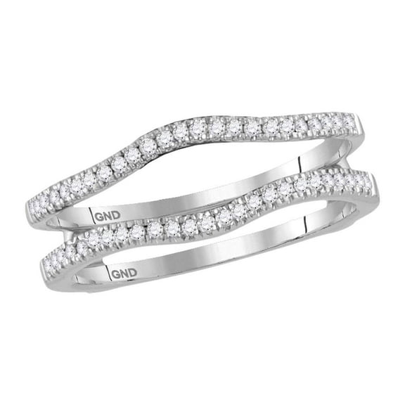 14kt White Gold Womens Round Diamond Ring Guard Wrap Solitaire Enhancer Band 1/4 Cttw