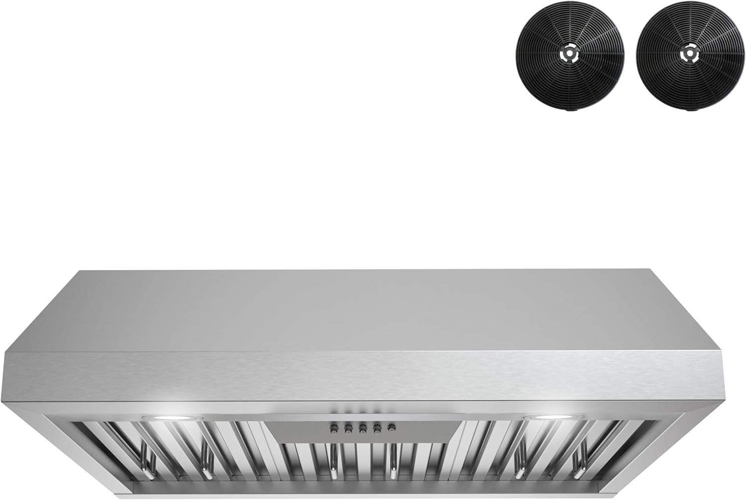 Streamline 30 in. Locri Ductless Undermount 406 CFM Range Hood in Brushed Stainless Steel with Baffle Filters, Push Button Control, LED Lights