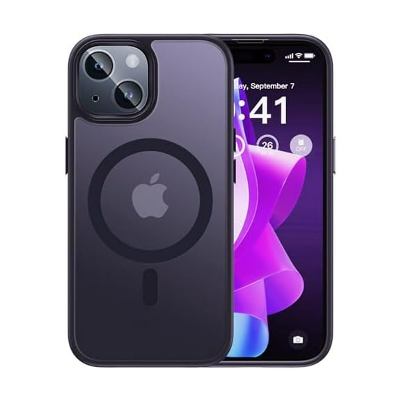 Saluqifa for iPhone 15 Case, Convenient & Fast Magnetic Phone Case Compatible with MagSafe, Shockproof Mil-Grade Protection, Slim Case for Wireless Charger, Magnetic Car Holder, Midnight Purple