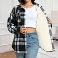 thumbnail image 4 of Gamivast Fleece Lined Shacket for Women Plaid Button Down Long Sleeve Winter Jackets with Chest Pockets Long Loose Stand Collar Warm Coats Fall Trendy Outerwear 2025, 4 of 6