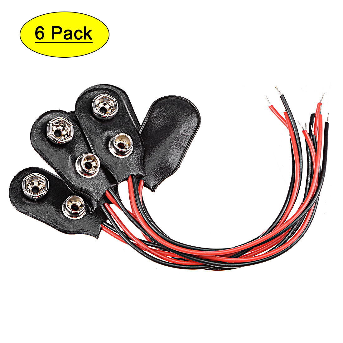 6pcs DC 9V Battery Clip IType Soft Buckle Connector Wire 10cm Long