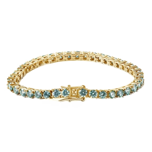 Blue Moissanite Tennis Bracelet Men Diamond Tennis Bracelet Wedding Bracelets for Women Lab Diamond Tennis Bracelet Gold 18K Plated Women's Tennis Bracelets