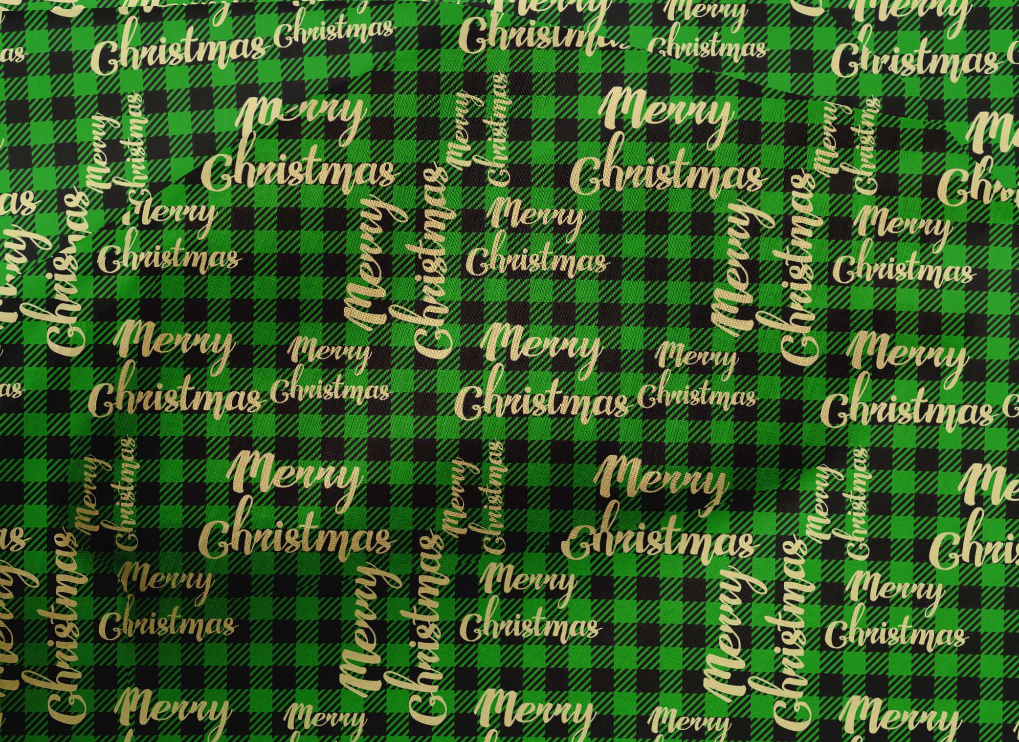 oneOone Cotton Cambric Green Fabric Merry Christmas Dress Material Fabric Print Fabric By The Yard 56 Inch Wide