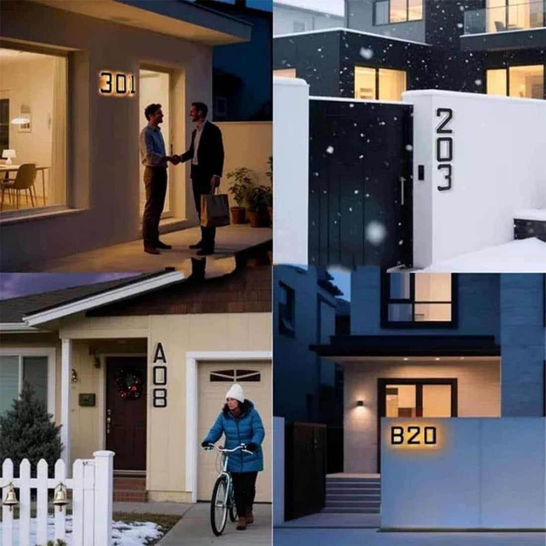 Solar-Powered Outdoor House Number Light, 9 Inch Lighted Address Sign with Auto On/Off Sensor, Waterproof LED House Numbers for Outside, Modern Black Exterior Illuminated Numbers