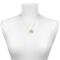 thumbnail image 2 of Delight Jewelry Gold-tone Small Boxing Glove - Large Goldtone Crystal Initial - R - Charm Necklace, 17.5"+2", 2 of 4