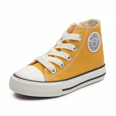 

Toyella New boys and girls high-top canvas shoes Yellow 21