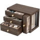 thumbnail image 1 of Joyero de Madera, Organizador de Joyas de Lujo con 3 cajones y 1 cajón Lateral, Estuche de Almacenamiento de Joyas Multifuncional para Relojes, Pendientes, Collares, Anillos, 1 of 8