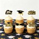 thumbnail image 4 of Adornos para cupcakes de graduación 2026: Adornos para pasteles con purpurina negra y dorada para la decoración de fiestas de graduación y mesas de postres., 4 of 6