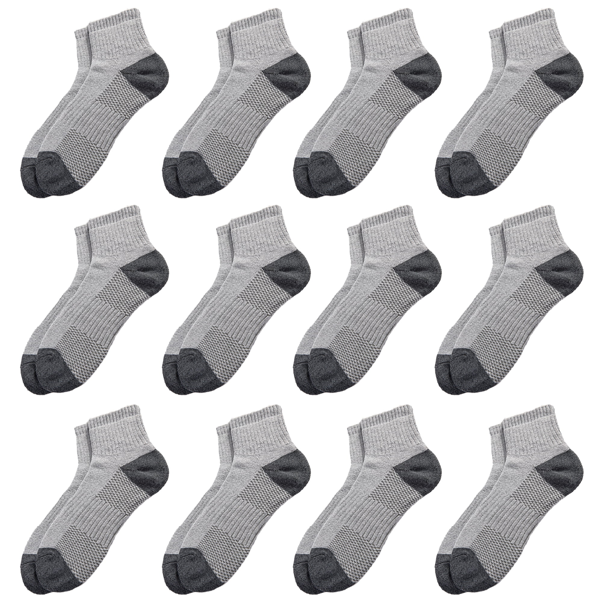 EALLCO 12 Pairs Mens Cotton Ankle Socks Heavy Duty Cushioned Socks for