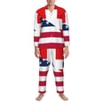 thumbnail image 3 of Honeii USA Switzerland Pattern Mens Pajamas Set,2pcs Men's Lounge Long Sleeve Sleep Shirt and Pajama Bottoms Sleepwear Set,Mens Pjs Sets-XX-Large, 3 of 7