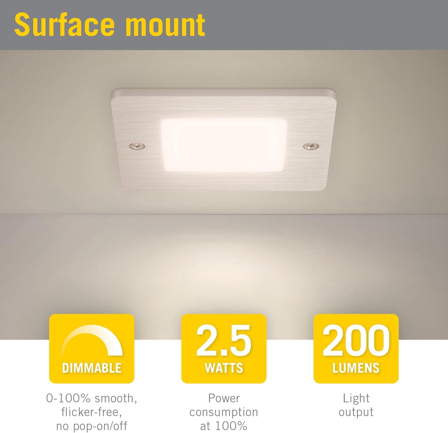 JJEAN-Square Low Profile Under Cabinet LED Puck Light 4000K 238211