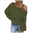 thumbnail image 2 of AXXD Womens Tops Trendy Basic Summer 2024 Casual Solid One Shoulder Pullover Long Sleeve Top, 2 of 5