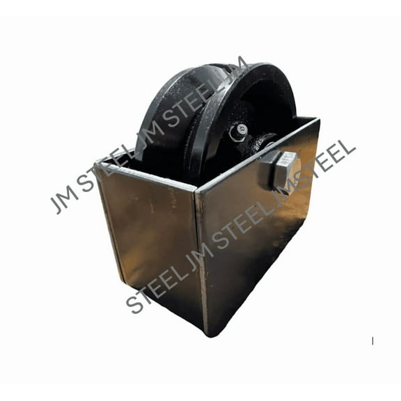 4" Cast Iron V-groove Wheel with Weldable Heavy Duty Steel Box for Sliding Gates. 800lbs. Load Capacity.