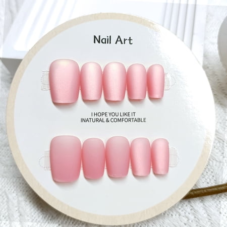 Peach velvet handmade manicure, simple trapezoidal nail, high-end sense 10 pieces sub-size cat's eye matte matte wear nail